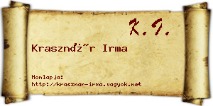 Krasznár Irma névjegykártya